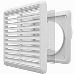Kair White 100mm Louvred Wall Vent Grille with Flyscreen - 99.5mm / 4 Inch Round Rear Spigot & 155mm Front Cover