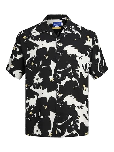 JACK & JONES Herren Jorluke Aruba Resort Shirt Ss Kurzarmhemd, Black/AOP:AOP, S – Ansicht 1