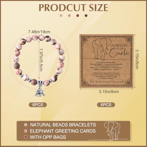 Friendship Elephant Gifts for Women Bulk Friendsgiving Natural Stone Bracelet with Elephant Charm Thank You Gifts with Inspirational Card for Thanksgiving Party Favors Best Friends2