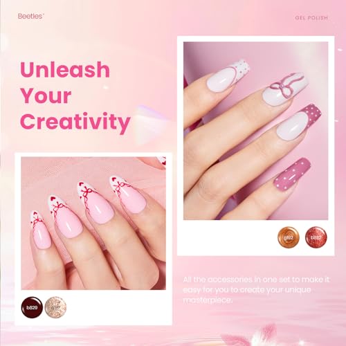 Image of Beetles Pink Gel Polish Set, 20 Colors Dare to Bare Gel Nail Polish | Hot Nude White Glitter Shade,Soak off Uv Led Manicure Kit, with 3Pcs Base&Top Coat for DIY Gift Women