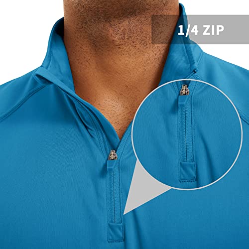 Crysully Men's 1/4 Zip Running Shirts Pullover Long Sleeve Summer Clothing Performance Active Shirts Blue Green #TOP5
