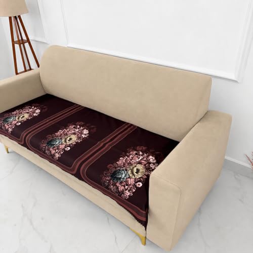 Image of Homerz Premium 'Luxe Series' Sofa Cover | Holland Velvet Fabric | Smooth Finish | Anti-Slip Fleece Backing Couch Protector (Maroon, 7 (3+2+2) Seater, Only Seat Cover)