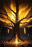 Diamant Painting Bilder 60x90cm 5D Diamond Painting Set Mosaik Bastelset Kinder DIY Voll Diamant Crystal Art Malen Nach Zahlen Erwachsene Basteln für Room Wohnwand Home Decor Glühender Baum W-7766
