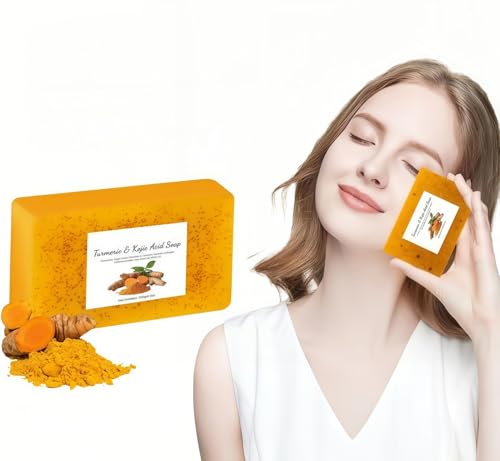 Turmeric Kojic Acid Soap Bar, Turmeric & Lemon Oil Kojic Acid Soap, Glowing, Radiant Skin, All Natural Gentle Cleanser for All S