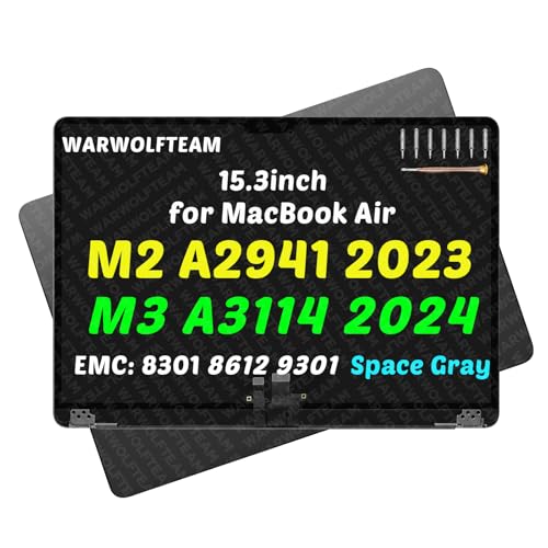 Image of 15.3inch Compatible with MacBook Air Retina A2941 2023 M2 EMC 8301 A3114 2024 M3 EMC 8612 EMC 9301 2880 x 1864 LCD Screen Display Replacement Complete Assembly (Space Gray)