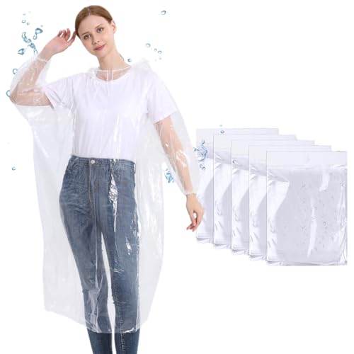 [Mokasali] ポンチョ 使い捨て 携帯用 コンパクト レインポンチョ レインカバー レインコート 透明 軽量 緊急用 防災 旅行用 アウトドア マラソン 登山 通学 通勤 男女兼用 6枚セット