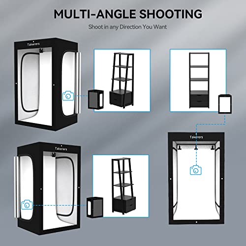 Professional Large Photo Light Box Photography Studio, Takerers 47X39X78Inch Led Dimmable Shooting Tent Continuous Lighting Cube Softbox For Portrait Clothing Photography With 3 Color Backdrops #TOP5