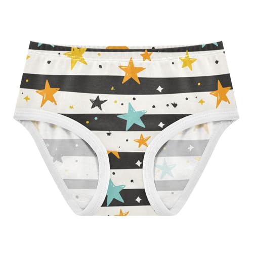 ZZKKO Yellow Blue Star Black Stripe Girls Underwear Toddler Panties for Girls Comfort Brief Size 2T-8Y - Main Image