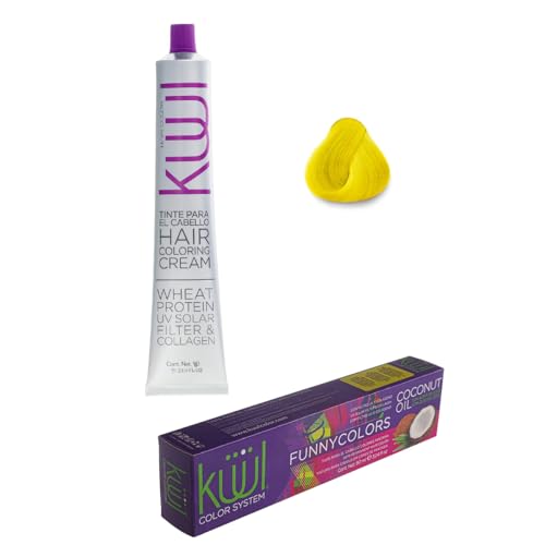 KUUL Tinte para Cabello Amarillo Neón, 90 ml, con Aceite de Coco, Proteína de Trigo y Colágeno, Sin Amoniaco