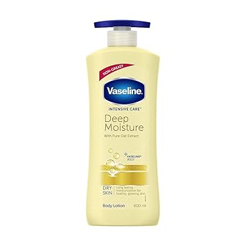 Vaseline Intensive Care Deep Moisture Nourishing Body Lotion 600 ml, Daily Moisturizer for Dry Skin, Gives Non-Greasy, Glowing Skin - For Men & Women