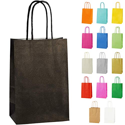 Thepaperbagstore 10 Black Extra Small Paper Party Bags, Gift and Sweet Bags with Twist Handles - 140x210x80mm