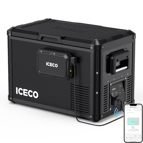 Image of ICECO VL45ProS 47.5Qt Portable Refrigerator, 12V Car Freezer With Multi-directional Lid, 12V Refrigerator with SECOP, 0-50℉, USB&DC&AC, Iron Cabinet Shell Cooler Fridge For Car|With Magnetic Battery