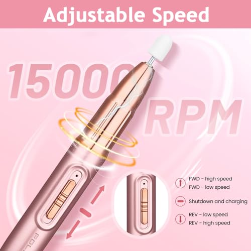 MAYCREATE® Electric Nail Trimmer USB Rechargeable Nail Drill Machine with 5 Attachment Bits Nail Drill Gel Nail Cutter Manicure Pedicure Kit Products - Image 2
