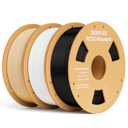DEEPLEE PETG Filament Black&White&Beige 1KG*3, 3D Printer Filament Good Impact Resistance, Filament 3D Printing Material