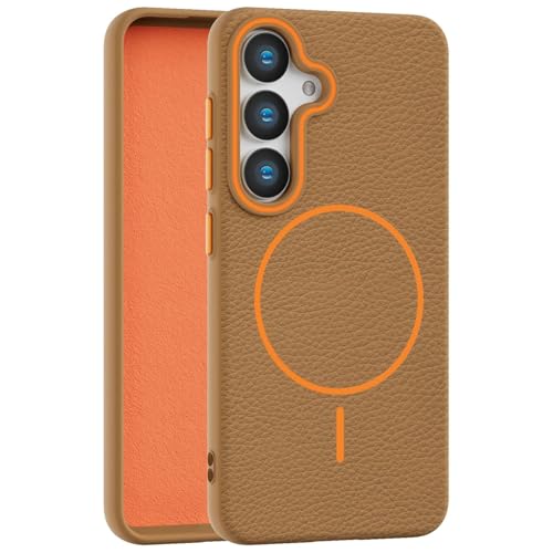 Callyue for Samsung Galaxy S24 FE Case Brown, [Compatible with Magsafe], Soft Non-Slip Shockproof Protective Bumper Cover for Samsung S24 FE