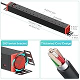 Extension Lead Power Strip 360° Rotatable Mounting Bracket, 7 Way Power Socket with Switch, Metal Housing Heavy-duty 19" Rack Mounted, Surge Protected Extension Lead for Home Office, 1.8M Cable - Image 5