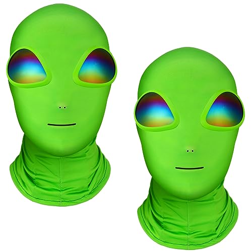Ramede 2 Pieces Alien Mask Adult Halloween Cosplay Set 3D Full Face Mask with Glasses Halloween Party Creepy Face Costume Props