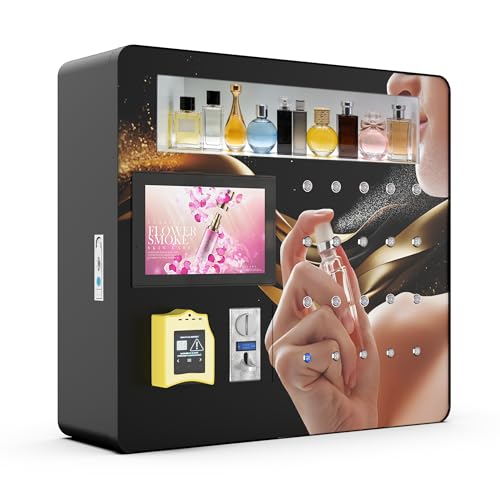 SIOXCFZ Perfume Vending Machine, Wall Mounted Perfume Sprays Fragrance Dispenser with 10 Channels and Touch Screen, Coin Operated and Credit Card Payments, Suitable for Hotels, Malls, Bars