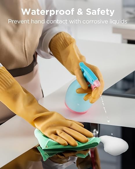 Padchaaya Dishwashing Gloves, Reusable Kitchen,Household and Industrial Cleaning Gloves, Long Sleeve, Thick Latex, Cleaning, Washing, Working, Painting, Gardening Gloves (White) 4