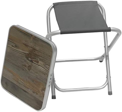 Homecall 30074 Folding camping stool Alu with grey 600D polyester MDF table top, 47.0 cm*42.0 cm*42.0 cm