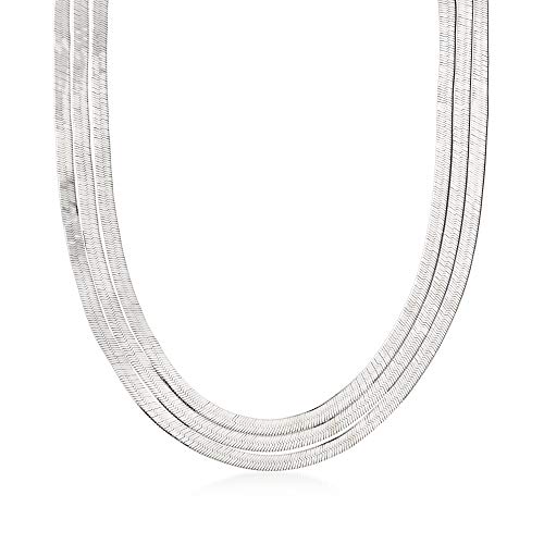 Ross-Simons Italian Sterling Silver Layered Herringbone Necklace. 18 inches