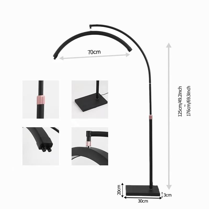Lampe demi-lune d'esthéticienne, lampe d'extension de cils, convient pour la beauté, les sourcils, les tatouages et les soins du visage et de la peau, (Blanc)