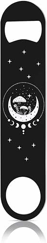 Abrebotellas de acero inoxidable con diseño de hongos bohemios, Amanita y Muscaria, con luna y estrellas, llavero plano para el hogar, cocina, bar,
