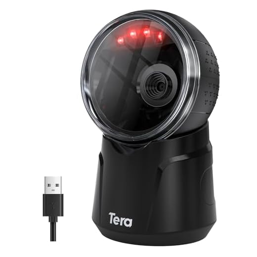 Tera Scanner de Codes-Barres de Bureau omnidirectionnel : 1D 2D QR Mains Libres Lecteur de Codes-Barres Filaire USB Tête de numérisation réglable pour POS Supermarché Magasin de détail Model 9000