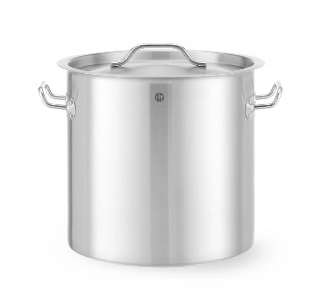 HENDI Olla de cocina con tapa, de gran capacidad: 36L, fondo de inducción continuo, apta para todas las fuentes de calor y el lavavajillas, ø360x(H)360mm, acero inoxidable