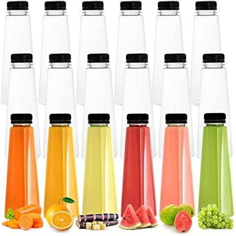 Elsjoy 18 Pack 12 Oz Plastic Juice Bottles Cover