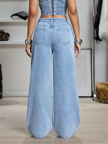 Image of KOTTY Women's High-Waist Button Relaxed Fit Casual Ankle Length Stylish Jeans