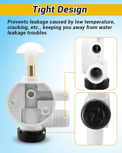Image of 2 Set Fit for Dometic RV Water Valve Assembly Fit for ealand EcoVac Vacuflush Pedal Flush Toilets Camper Trailer Toilet Repair Kit Replace 385314349 with Installation Screws*4