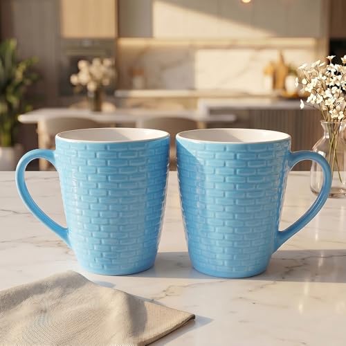 Image of U.P.C. Milk Mug Set of 2 | Ceramic & Bone China Coffee Milk Cups | Designer Printed Tea Coffee Mug Set | Large Capacity Milk Mugs | Microwave Safe Cup Set (UPC Milk-Mug-30)
