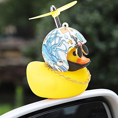 Image of wonuu Rubber Duck Car Decorations Cute Yellow Duck Car Dashboard Ornaments with Propeller (Underwater World)