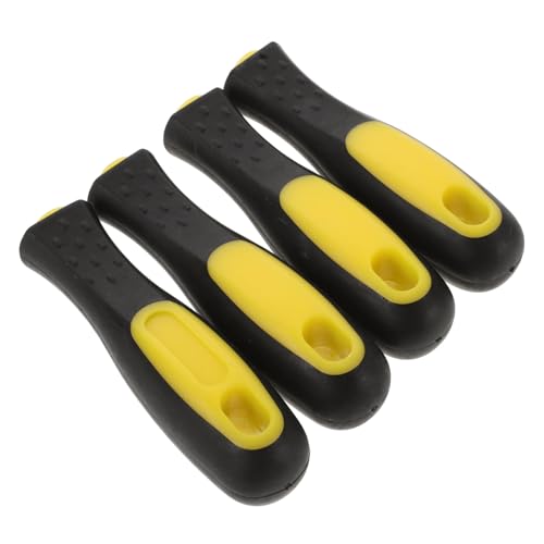 HOLIDYOYO Mango de Lima Ergonómico 8 Pulgadas 4 Piezas, Mango de Escofina Resistente de Plástico Bicolor Negro y Amarillo, Agarre Antideslizante para Herramientas Manuales y Escofinas