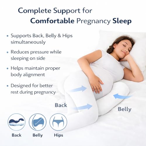 Image of H-Shaped Pregnancy Pillow - Set of 2 | Adjustable Butterfly Dual Wedge for Back, Belly & Hip Pain Relief | Ultra Soft Velvet Maternity Body Support Pillow | Washable, Travel Friendly | White