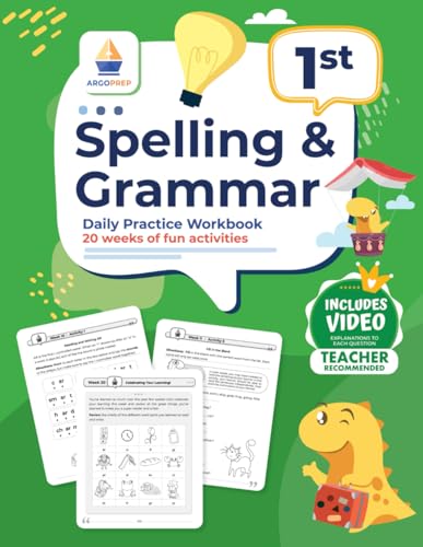 1st Grade Spelling and Grammar Daily Practice Workbook: 20 Weeks of Fun Activities | Video Explanations | Homeschooling & Classroom Resource