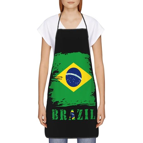 Oudrspo Vintage Brazil Brazilian Flag Apron Home Kitchen Cooking Baking Gardening For Women Men, Funny Creative Gift Aprons