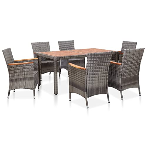VidaXL Gartenset 11-teilig Aus Schwarzem Polyrattan – Mit Glas-Tisch, Stühlen, Hockern & Auflagen