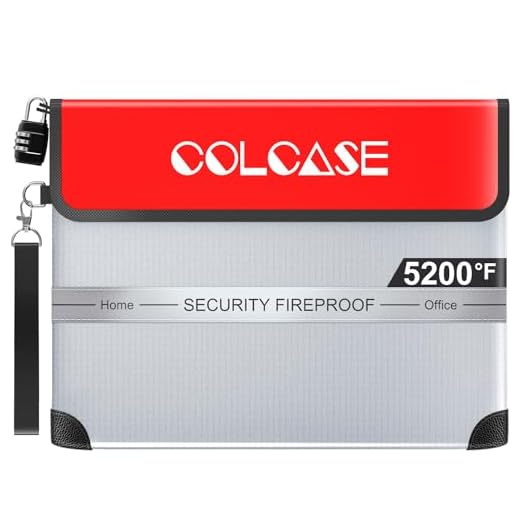 COLCASE Fireproof Document Bag with Lock 5200℉ Heat Insulated Waterproof and Fireproof Bag with Zipper Fireproof Bag Storage for Money, Documents,Passport and Valuables 15 x 11 inches