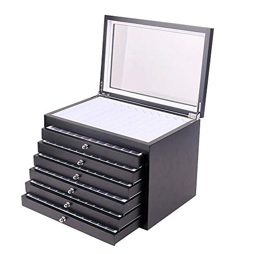 SHIOUCY Pen Display Box 78 BLACK Wood Pen Display Case Storage 6 Layer Fountain Pen Collector Organizer Box