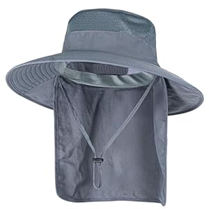 Sun Hats for Men Women Fishing Hat UPF 50+ Breathable Wide Brim Bucket Hats Summer UV Protection Safari Hat with Neck Flap