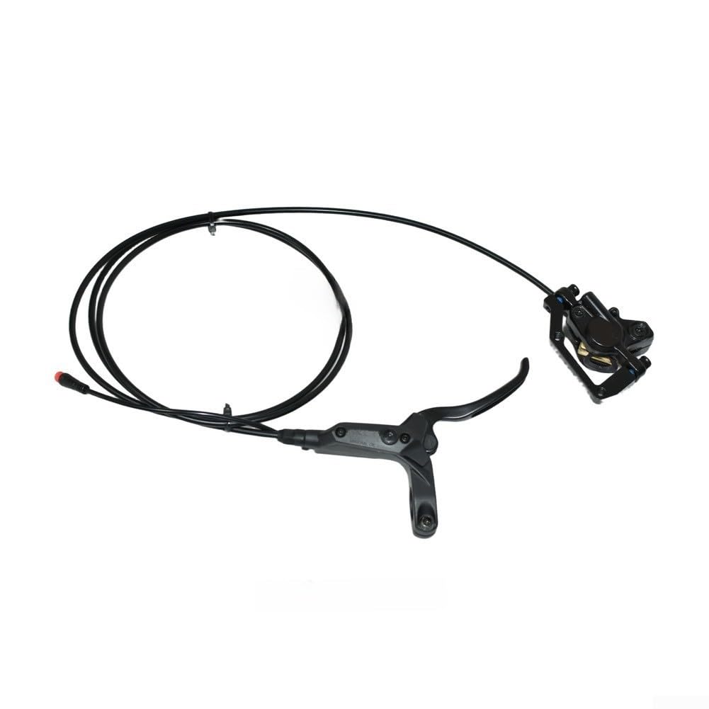 Set freno a disco idraulico per bici elettrica ed Ebike, sensore di spegnimento a 2 pin, pinza in lega con rotori da 180 mm, tubo anteriore 1100 mm e posteriore da 1800 mm, nero