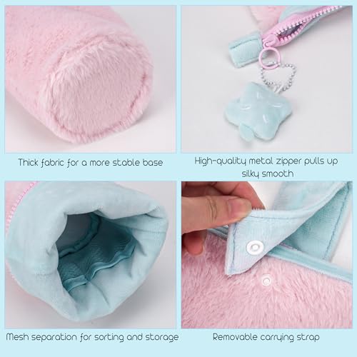 Image of Standing Pencil Bag, Plush Pencil Pouch, Big Capacity Portable Pen Holder with Removable button strap,Kawaii Pen Bag, Stationery Storage Case, Makeup Pouch, for Daily Study Work(1Pcs)