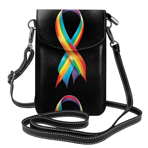 Petit sac à main pour téléphone portable YYHWHJDE en cuir motif arc-en-ciel