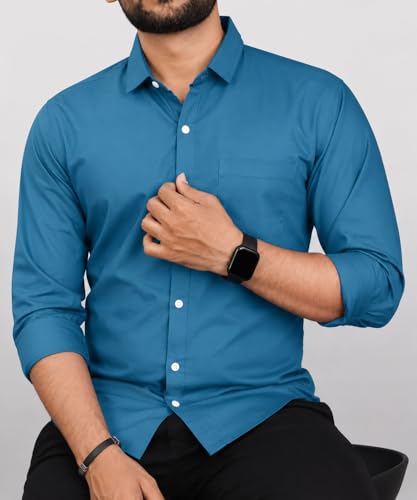 Image of CB-COLEBROOK Men's Casual, Regular Fit, Solid Colour, Lightweight, Button Down, Casual Wear, Shirt with Pocket. Suitable for Office & Casual Use