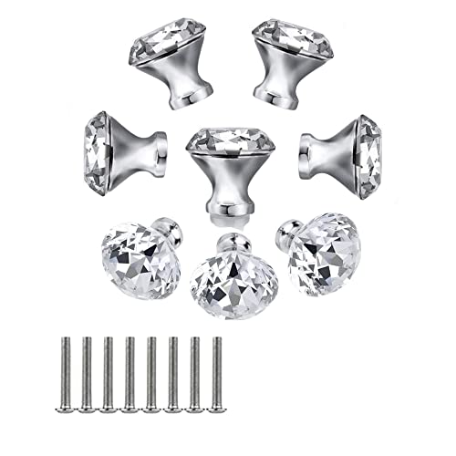 Image of Clear Glass Cabinet Knobs /Glass Dresser Knobs Pack 8x40mm, Finish Type - Polished (Diamond Shape)