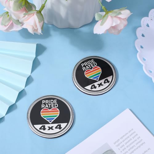 Image of GORGECRAFT 2Pcs Pride Rated Metal Car Badges Rainbow Heart Car Emblem Decals Self Adhesive 4 x 4 Car Badge Stickers Round Car Stickers Compatible with Vehicles Trucks