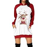 Weihnachten Pullover DamenÄrmel Casual FrauenDruck Baumwolle WeihnachtenRentier Drucken Weihnachtspulli Lose Bluse