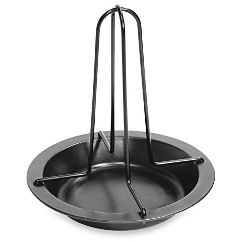 Fackelmann 42609 Chicken Roaster with Bowl, Vertical Roaster Holder with Drip Pan for Oven, upright duck Roaster, BBQ Tool (colour: black) , M Cover